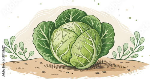 Brussels Sprout vector design, Brussels Sprout in natural background vector design