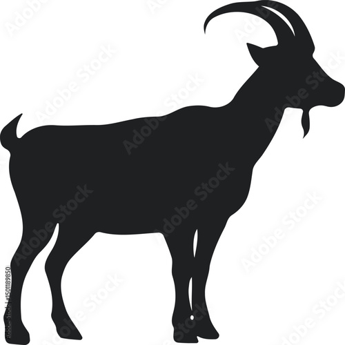 A striking silhouette of a goat, representing strength and resilience. This design is ideal for agricultural themes, educational materials, or any project celebrating livestock and rural life