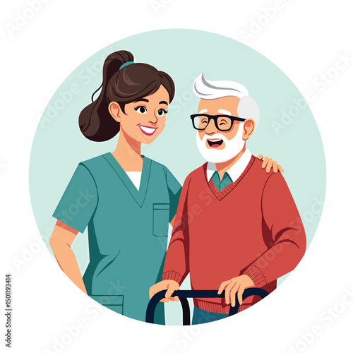 Elderly care assistance caregiver support for senior citizens in home health and nursing home facilities