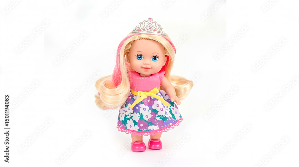 A toy doll photographed against a pure white background. A toy doll photographed against a pure white background.