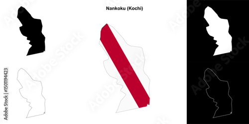Nankoku (Kochi) outline map set