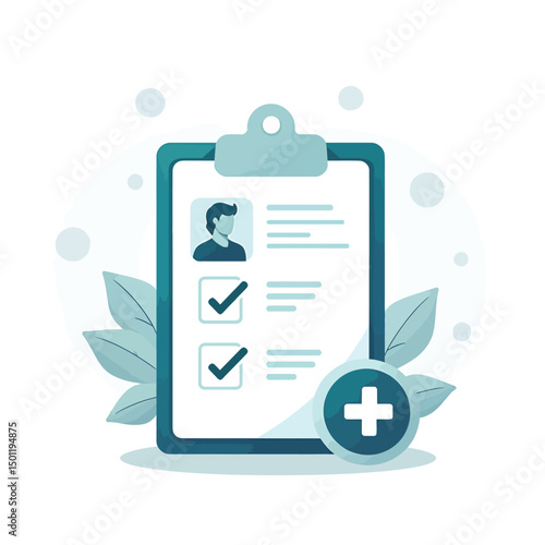 Medical record patient health history clipboard healthcare form information illustration design concept