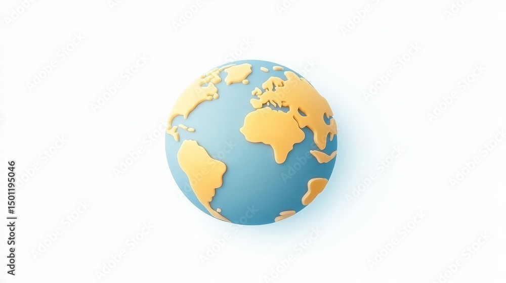 Naklejka premium Blue and gold world globe isolated on white background, a symbol of global connectivity