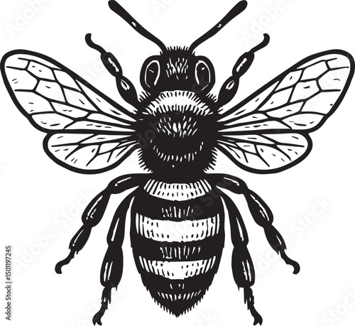 bee drawing vector illustration