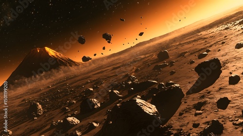 Mars Landscape with Geological Features