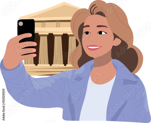 Selfie with Acropolis in Athens.Capture timeless moments with selfies at iconic historical places across the globe.
