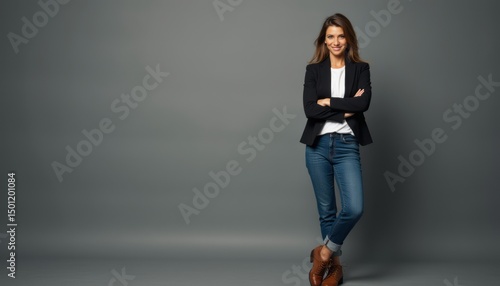 Confident woman in stylish attire exuding professionalism