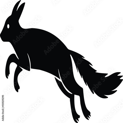 A sleek and elegant silhouette of a  rabbit, embodying grace and cunning. This design is perfect for nature-themed projects, wildlife conservation efforts