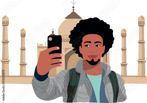 Selfie with Taj Mahal India.Capture timeless moments with selfies at iconic historical places across the globe.