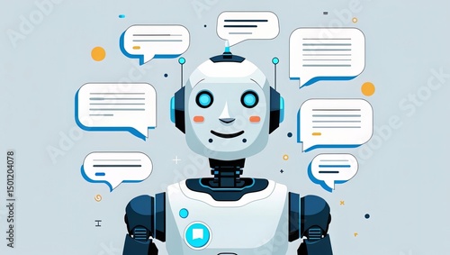 Wallpaper Mural AI Chatbot with Speech Bubbles - Flat UI Vector Torontodigital.ca