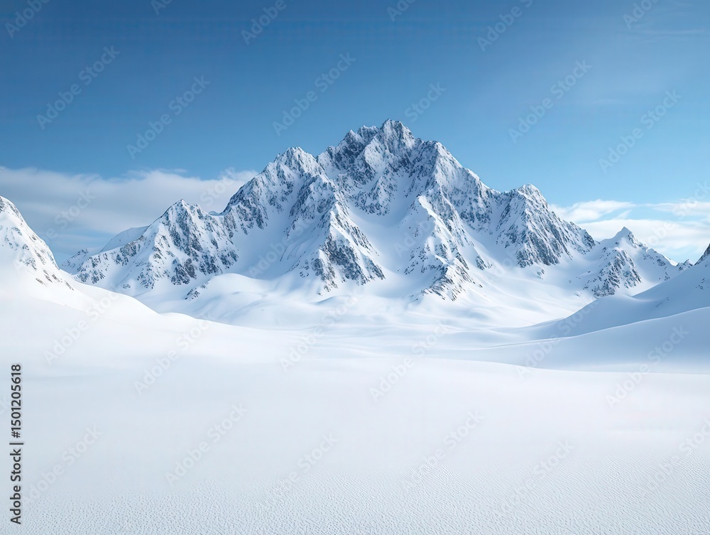 Obraz premium Snow-covered mountains under a clear blue sky.