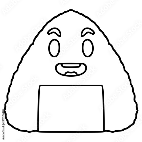 onigiri character illustration hand drawn outline vector