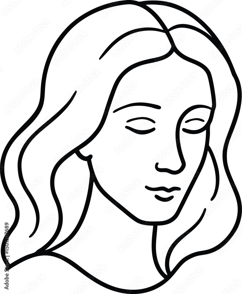 Modern line art face drawing with dark pastel colors, Contemporary female face, Hand drawn outline trendy illustration, Continuous line, minimalistic concept Modern line art face drawing with dark pastel colors, Contemporary female face, Hand drawn outline trendy illustration, Continuous line, minimalistic concept