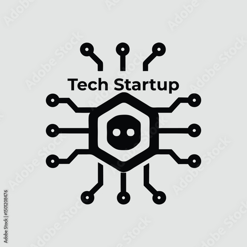 Abstract Tech Startup Logo Design with Circuit Board