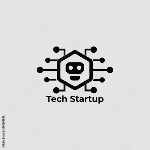 Modern Tech Startup Logo Design with Robot Face