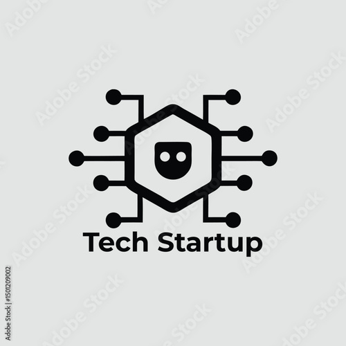 Modern Tech Startup Logo Design Hexagon Circuit Board