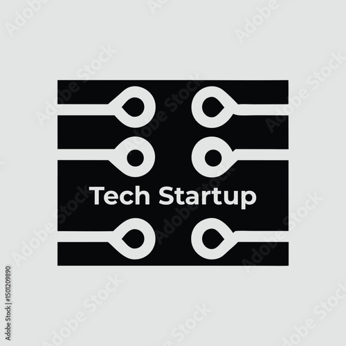 Abstract Tech Startup Logo Design Circuit Board Icon