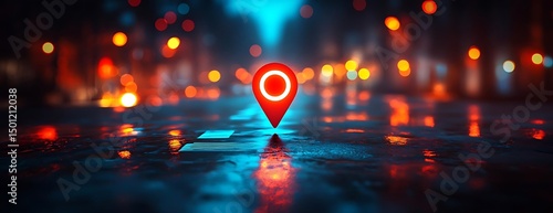 Night city GPS location pin