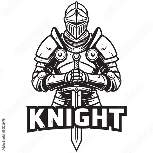 knight with sword logo vector stock 