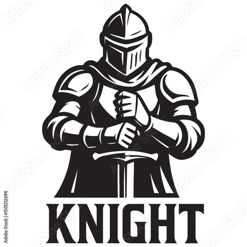 knight with sword logo vector stock 