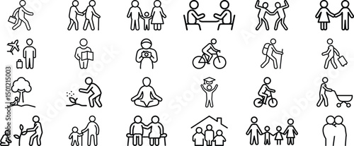 Life journey icon set. personal growth, emotional milestones, human development, family, relationships and life journey vector collection.