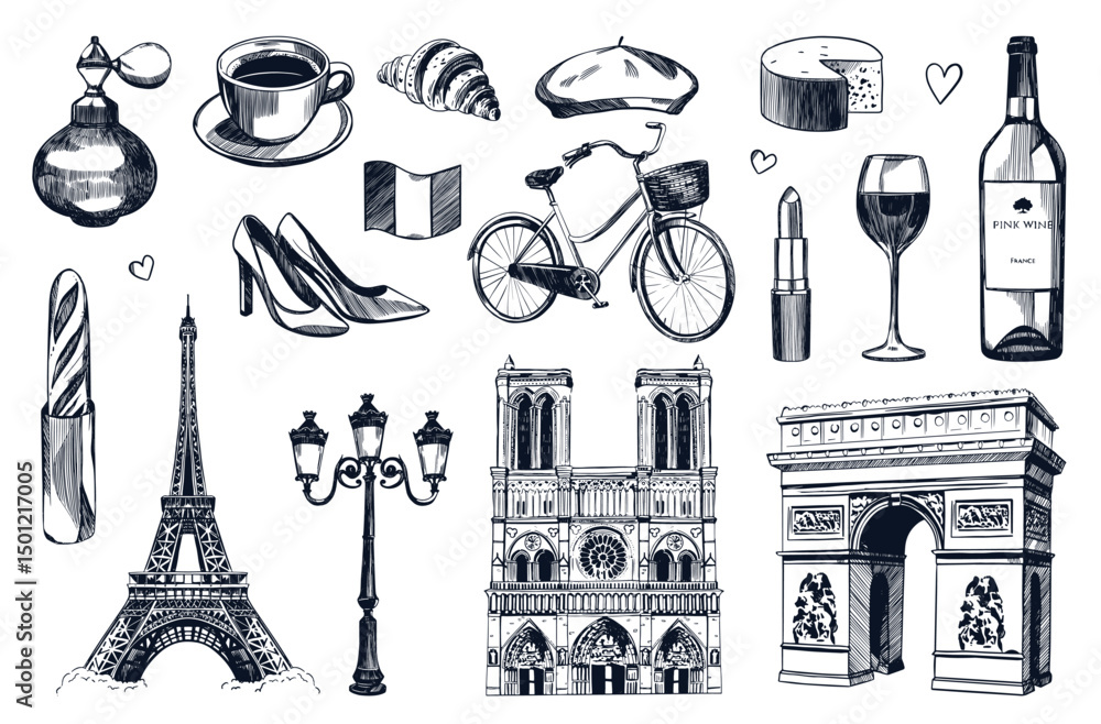 Obraz premium Hand drawn Paris Element Set