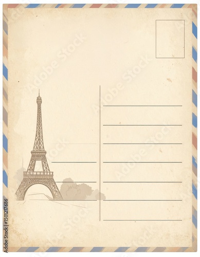 A beautiful illustration captures the Eiffel Tower framed by soft clouds, emphasizing travel allure.