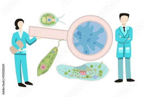 Obraz na plátně Vector isolated illustration set of unicellular organisms