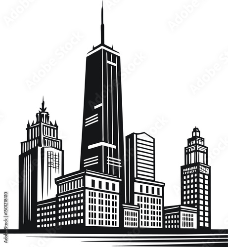 New York Silhouette in black and white 