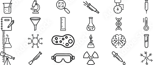 Science icons set on white background. Vector elements.