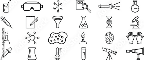 Science icons set on white background. Vector elements.