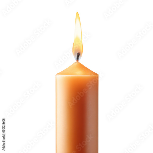 Lit candle, dark back isolated on transparent background