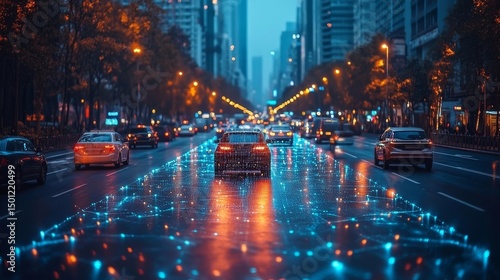 night traffic in city