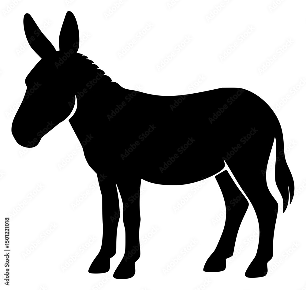 Obraz premium Elegant Black Horse Silhouette with Flowing Mane – Vector Illustration