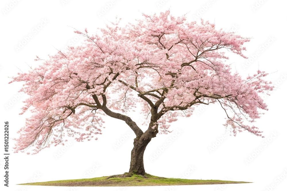 Full Bloom Pink Cherry Blossom Tree on Transparent Background,ai generated Full Bloom Pink Cherry Blossom Tree on Transparent Background,ai generated