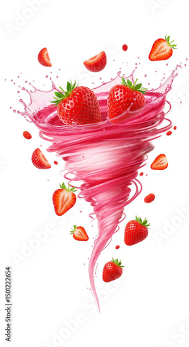 tornado strawberry in water splash