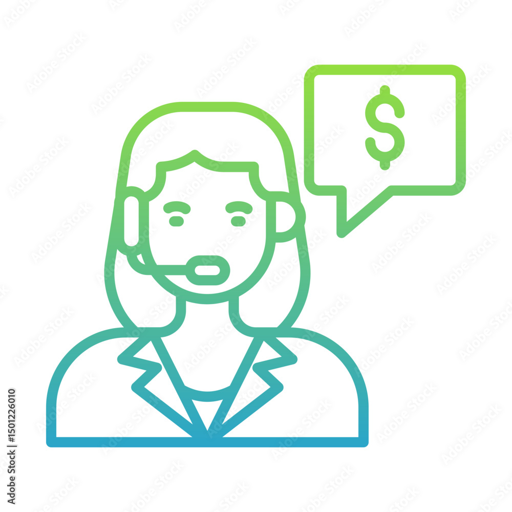 Customer Service Representative with Financial Icon Customer Service Representative with Financial Icon