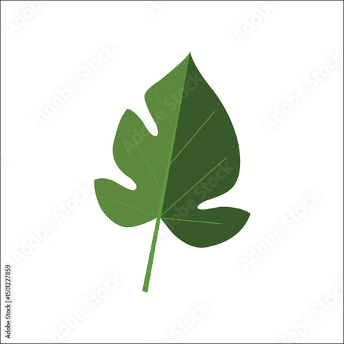 Green tropical leaf icon isolated on transparent background. Best for jungle theme, natural product branding, eco design, summer visuals, garden logos, or botanical pattern creation.