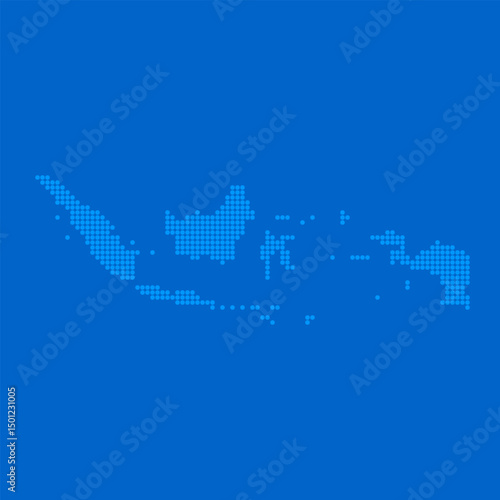 Blue halftone dot outline map background of Indonesia