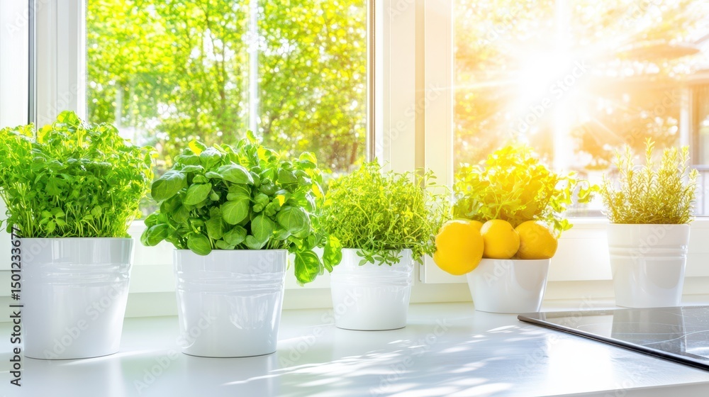 Indoor Garden Sanctuary: A bright sunlit windowsill, adorned with vibrant potted plants, creating a serene and inviting indoor garden sanctuary filled with vitality. Indoor Garden Sanctuary: A bright sunlit windowsill, adorned with vibrant potted plants, creating a serene and inviting indoor garden sanctuary filled with vitality.