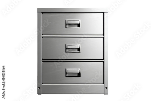 Metal drawer cabinet isolated on transparent background