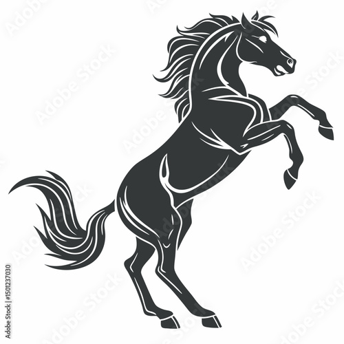 Black stallion rearing horse vector illustration equestrian design elegant horsepower