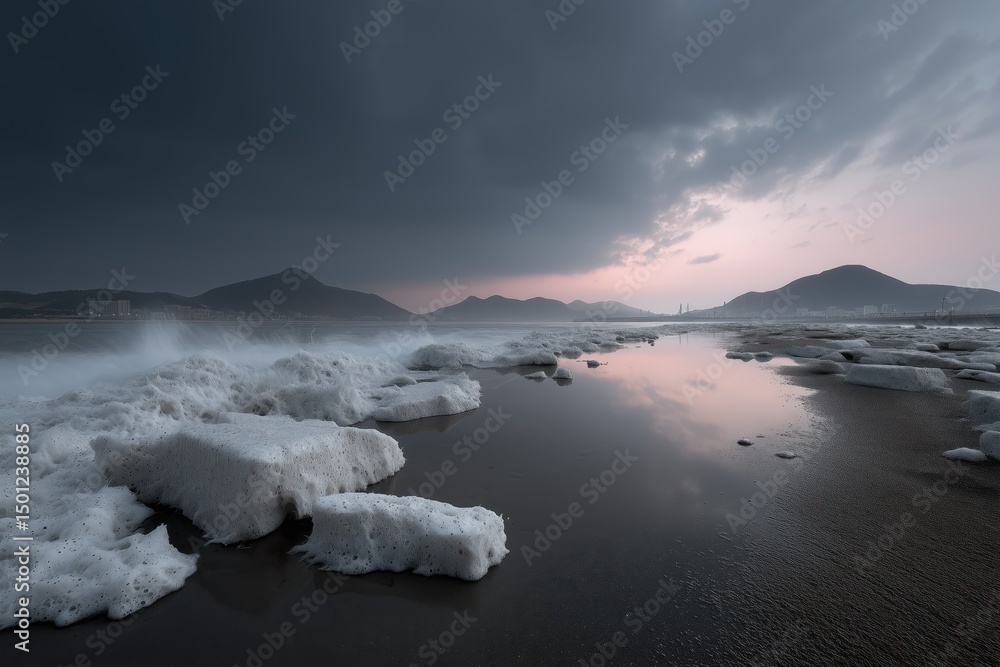 Obraz premium Dramatic seascape under stormy skies coastal region landscape photography natural environment low angle atmospheric beauty