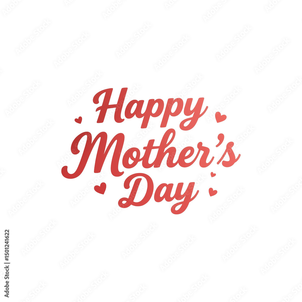Happy mothers day red text design with hearts Happy mothers day red text design with hearts