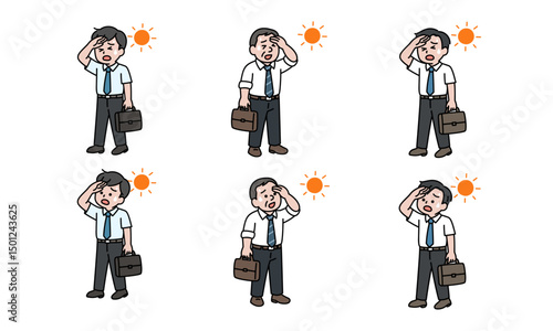 夏のビジネスマンの熱中症