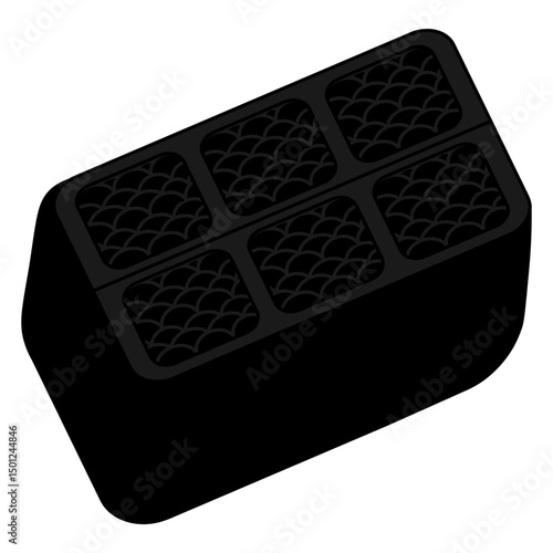 Seedling pots filled with soil. Silhouette. Rectangular containers. Six solid molds for sowing seeds. Vector illustration. Isolated white background. Idea for web design.