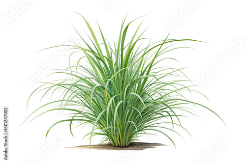 Lush Green Lemongrass Plant on Transparent Background Isolated Botanical Illustration,ai generated