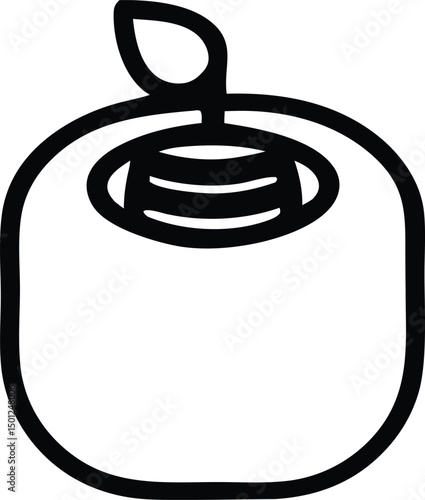 Simple Line Art Icon of an Apple with a Leaf