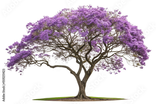 Majestic Purple Jacaranda Tree in Vibrant Full Bloom on Transparent Background  ,ai generated