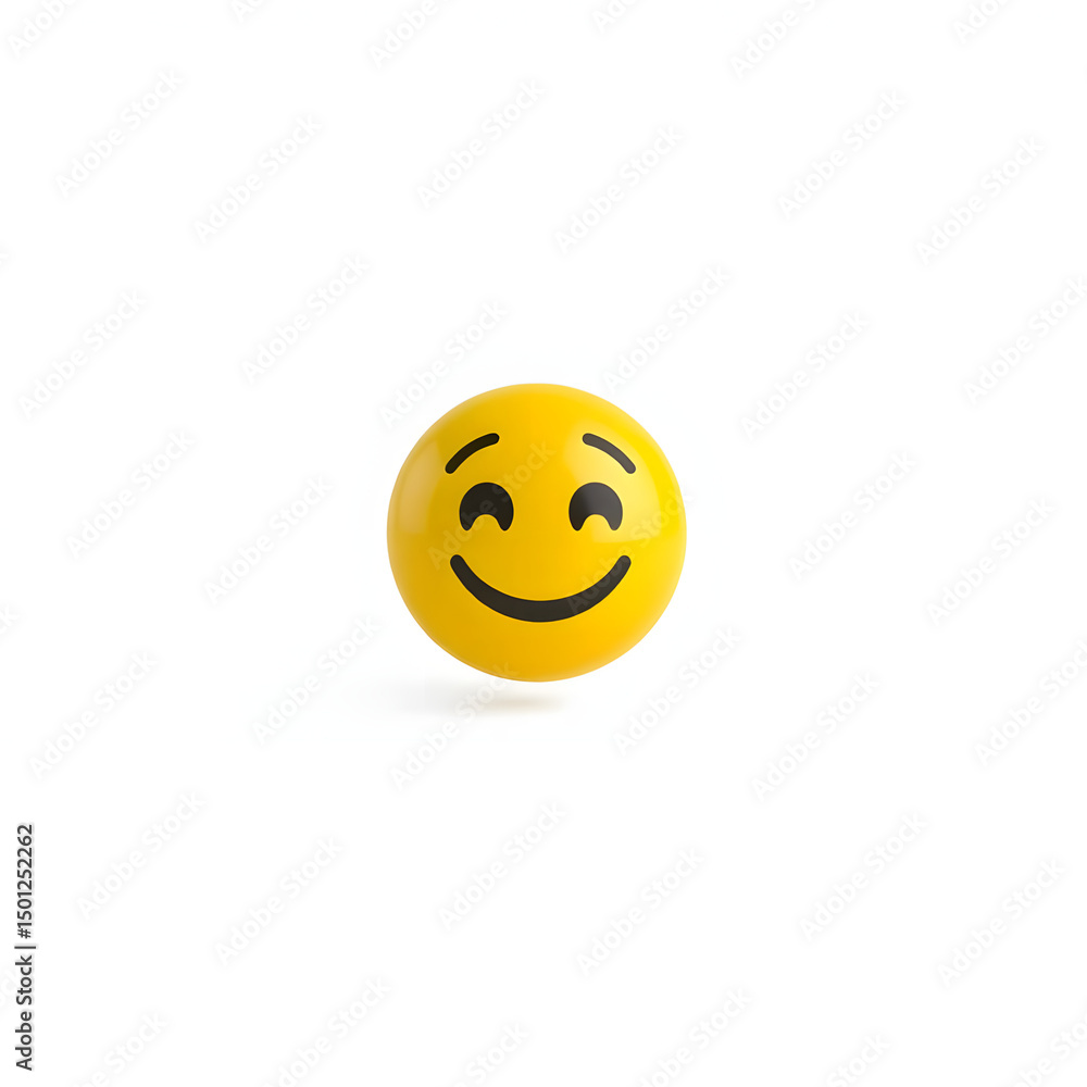 Fototapeta premium Smiling yellow emoji ball 3d render happy smiley face smiley face ball smiley face with smiley